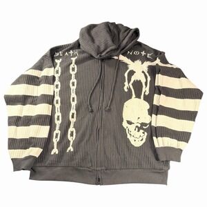 Death Note Ryuk Hoodie L Vintage Anime Full Zip Viz Media Waffle Knit